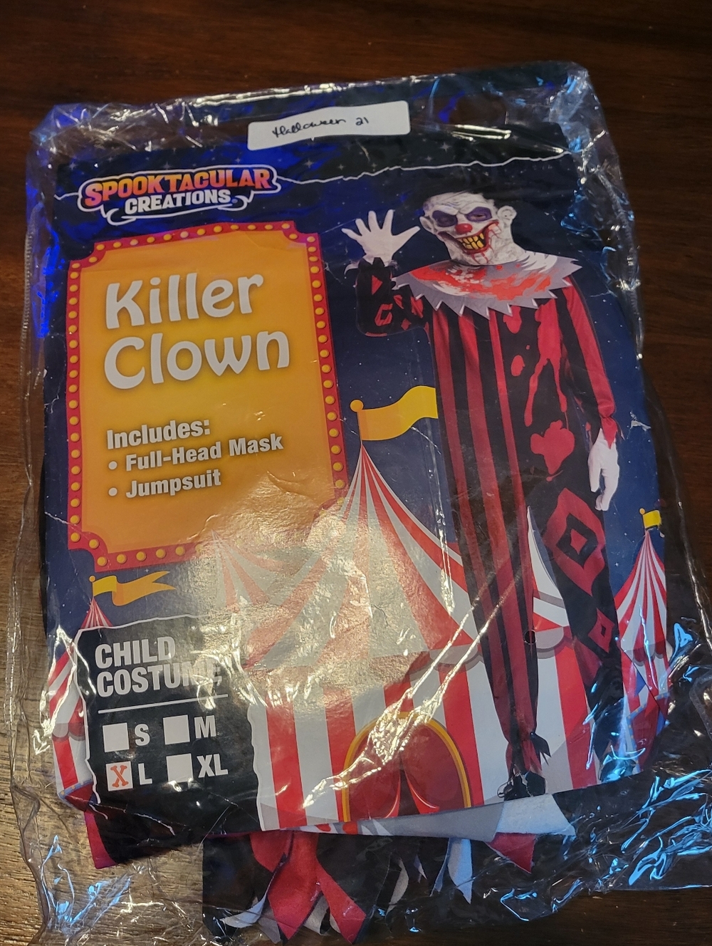 Killer Clown Costume Kids Large Mask Jumpsuit Horror Halloween Outfit Scary - Picture 7 of 8